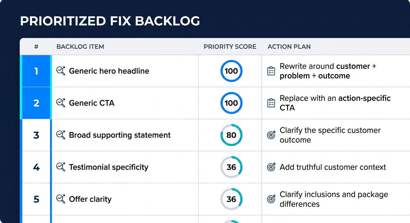 Website Conversion Audit & Fix Planner screenshot 2
