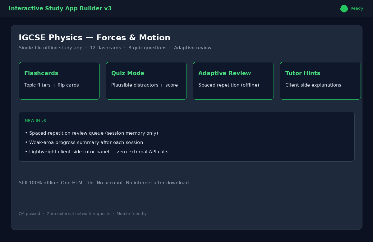Interactive Study App Builder v3 preview