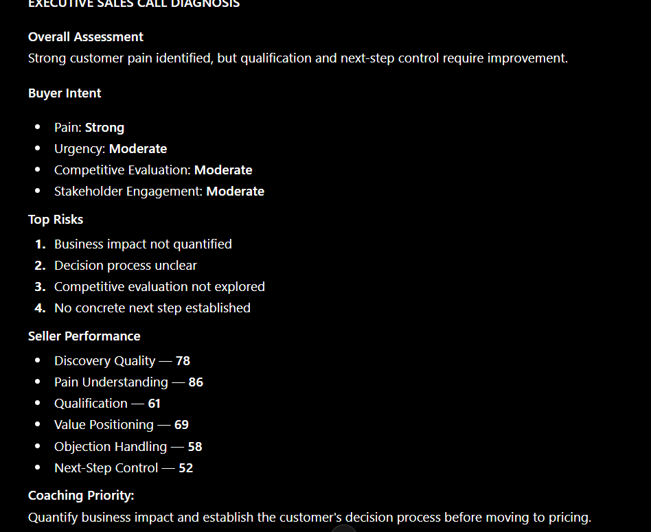 AI Sales Call Deal Coach screenshot 2