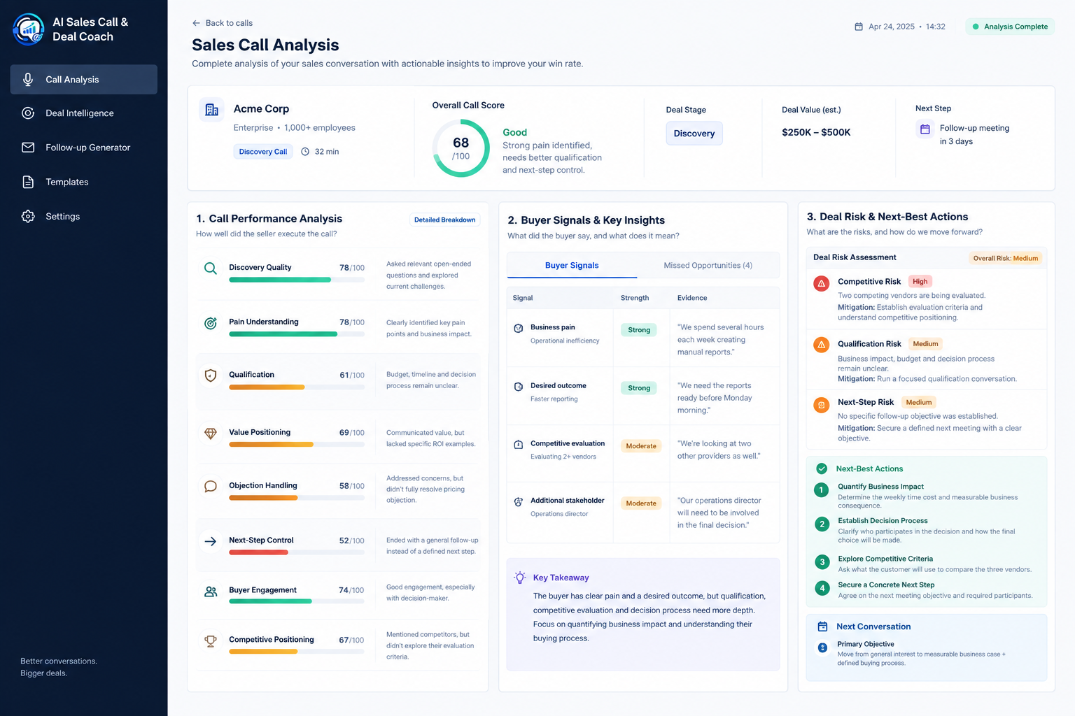 AI Sales Call Deal Coach screenshot 5