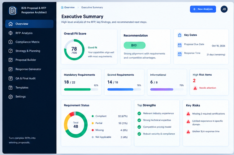 B2B Proposal RFP Response Architect screenshot 2