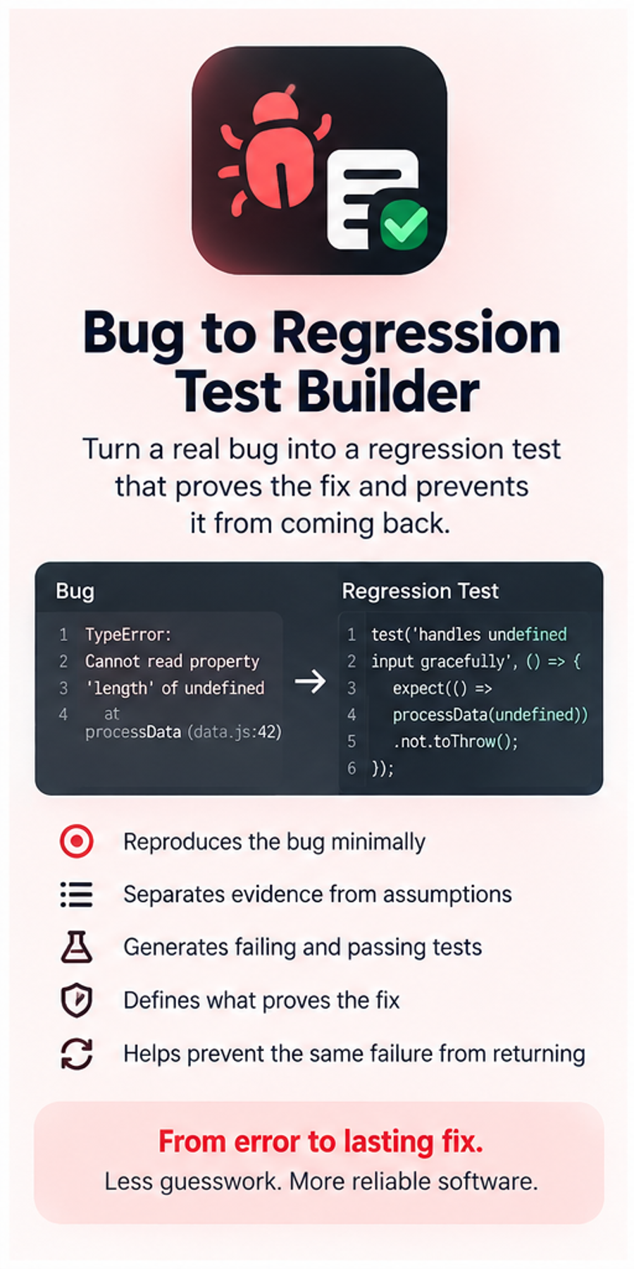 Bug to Regression Test Builder preview