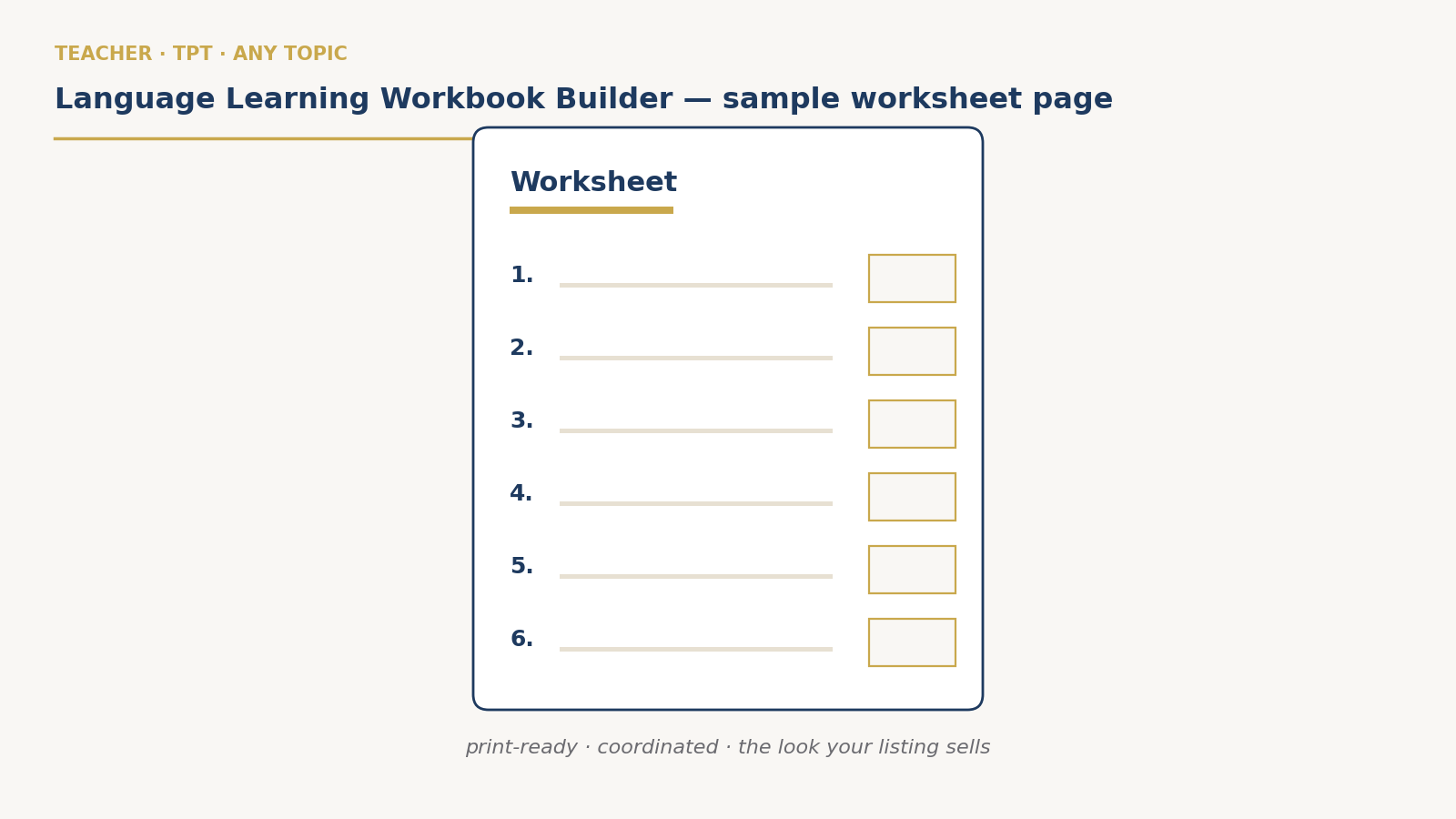Language Learning Workbook Builder preview