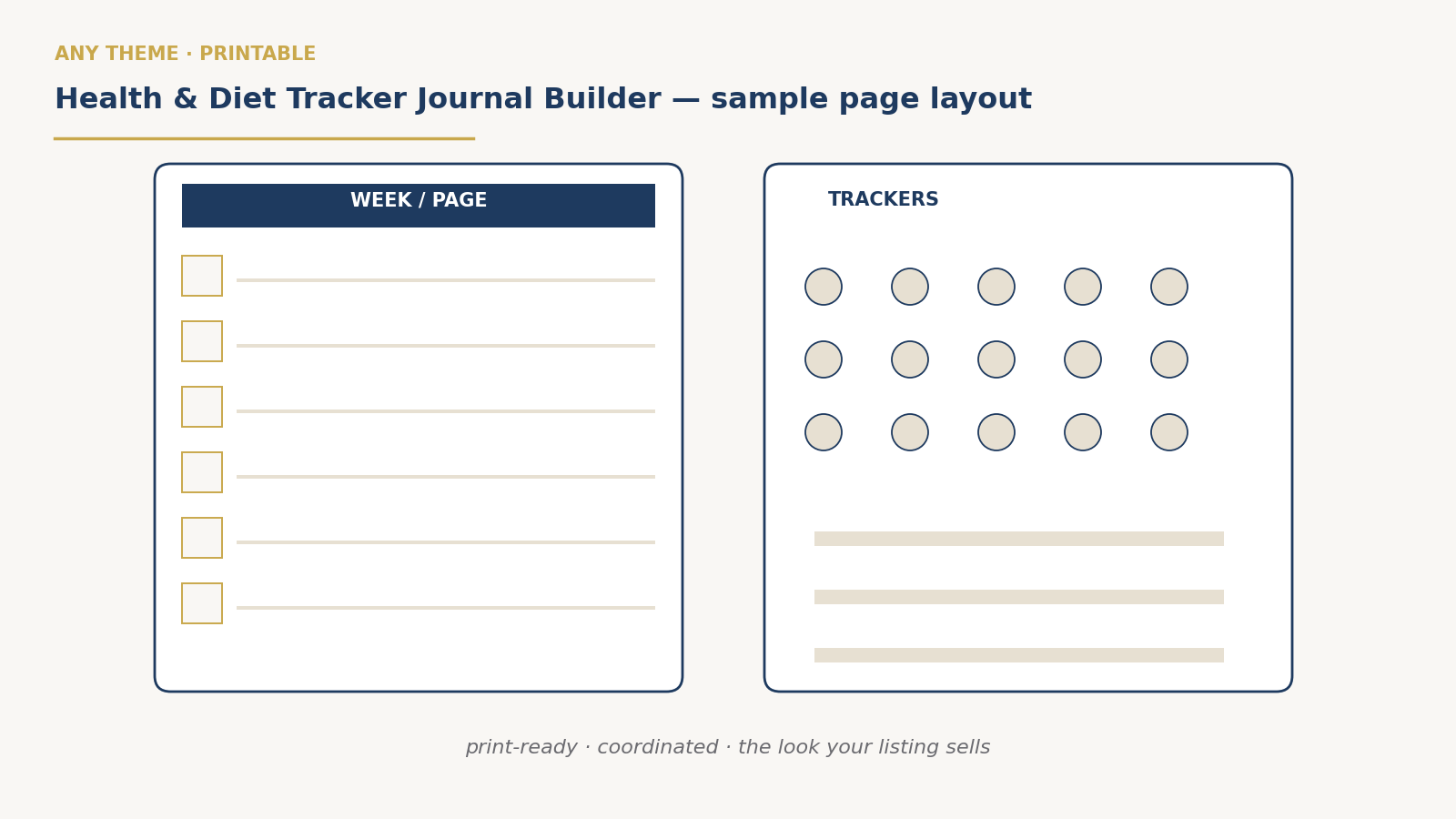 Health & Diet Tracker Journal Builder preview