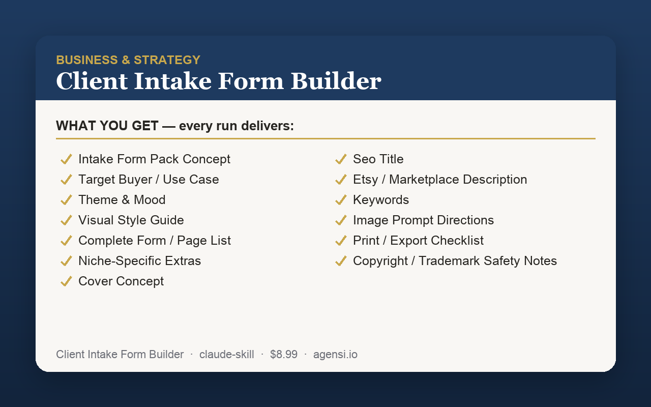 Client Intake Form Builder preview