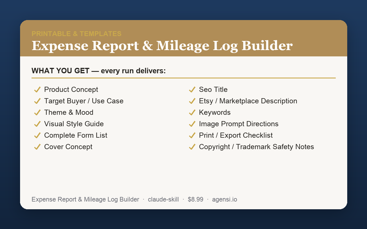 Expense Report & Mileage Log Builder preview