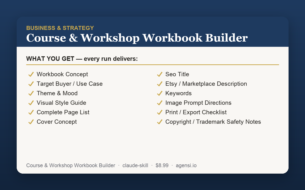 Course & Workshop Workbook Builder preview