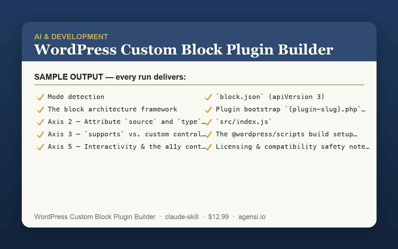 WordPress Custom Block Plugin Builder preview