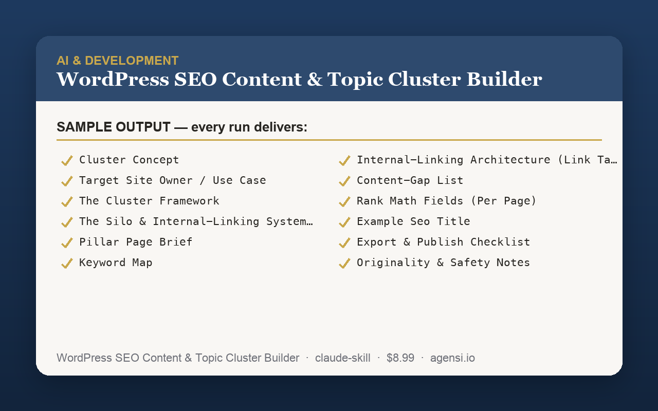 WordPress SEO Content & Topic Cluster Builder preview