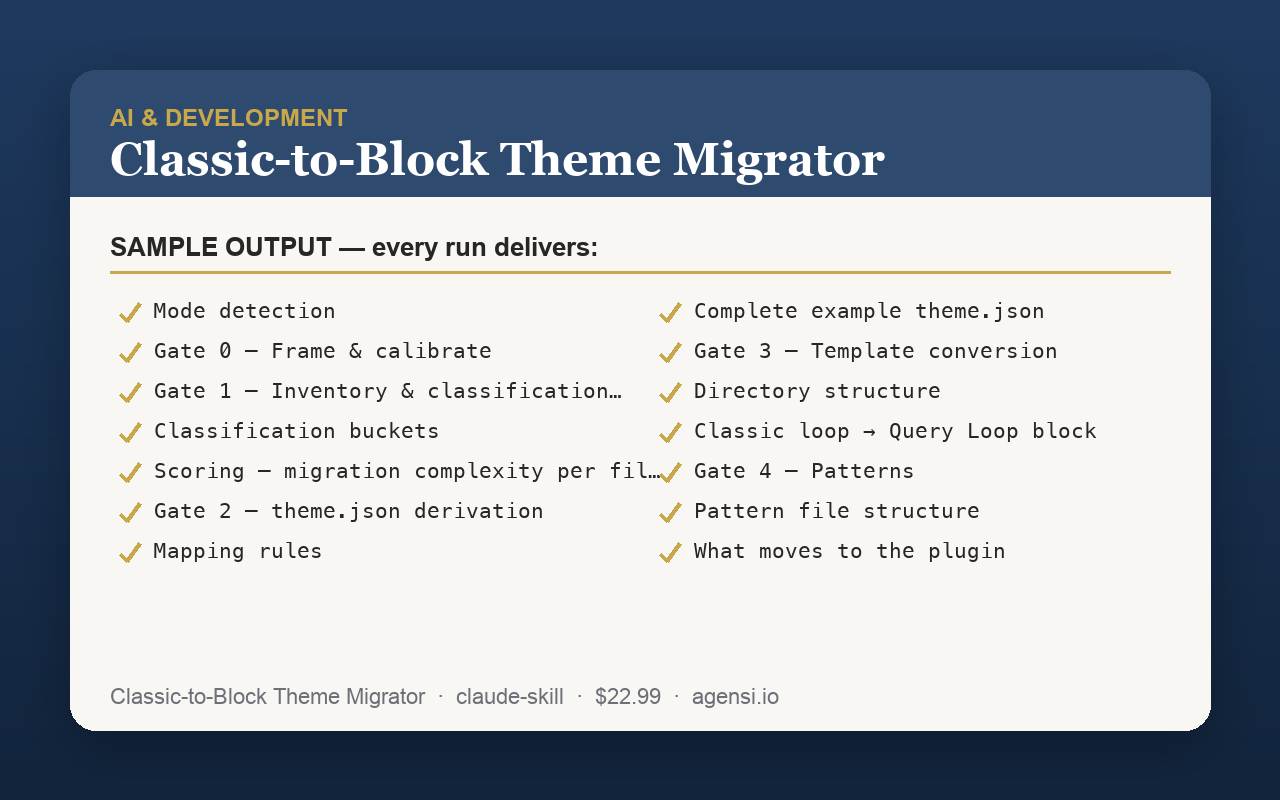 Classic-to-Block Theme Migrator preview