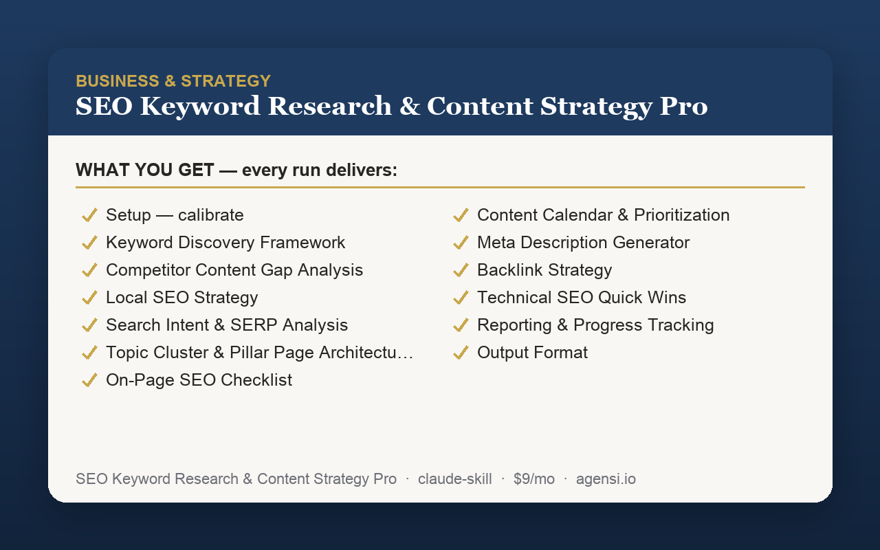 SEO Keyword Research & Content Strategy Pro preview