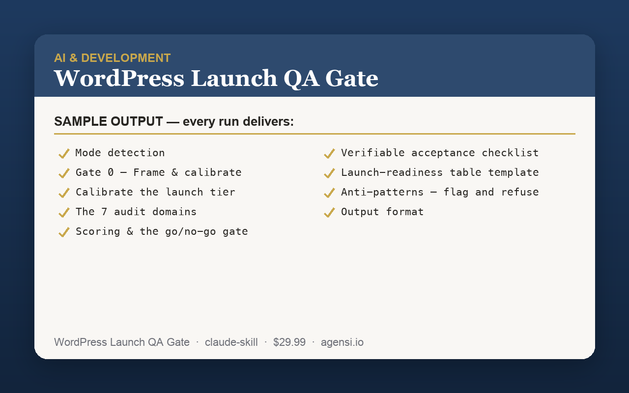 WordPress Launch QA Gate preview