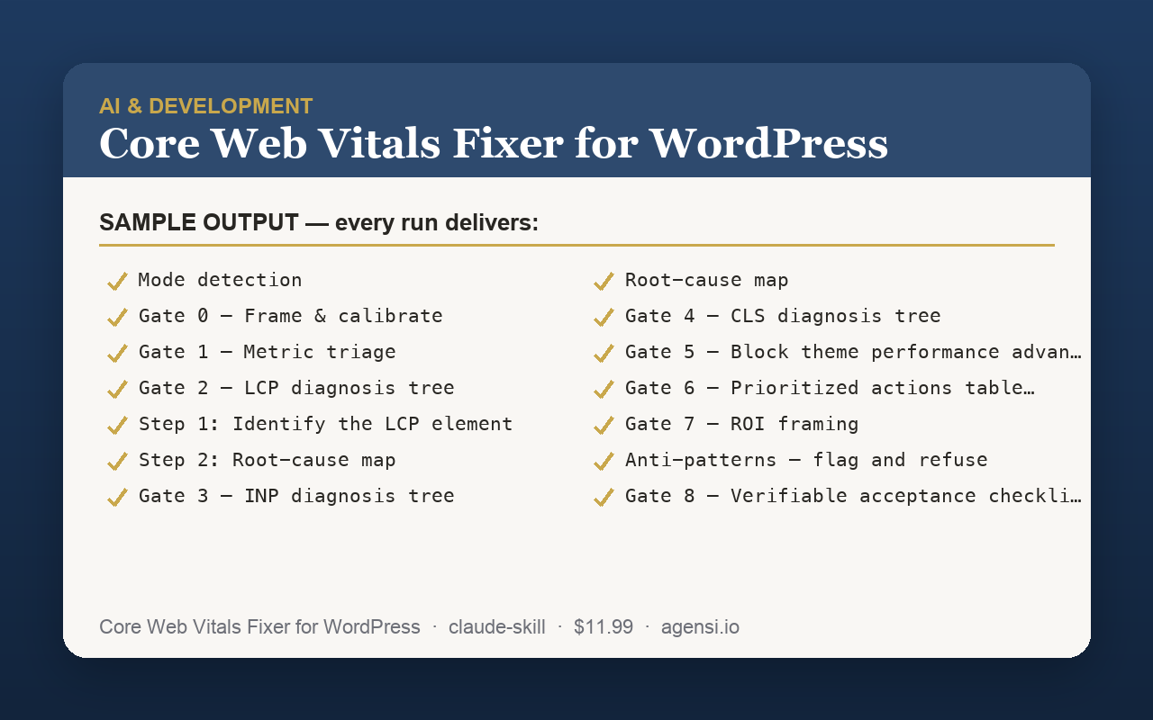 Core Web Vitals Fixer for WordPress preview