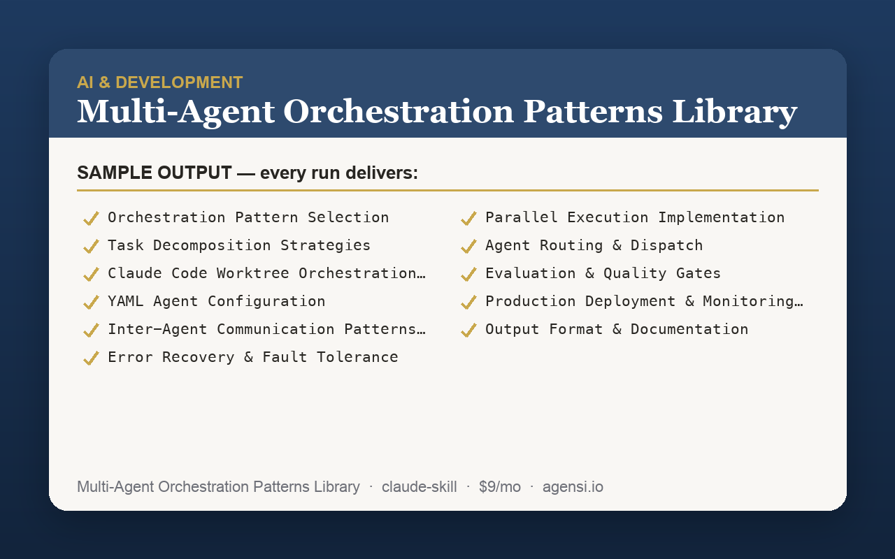 Multi-Agent Orchestration Patterns Library preview