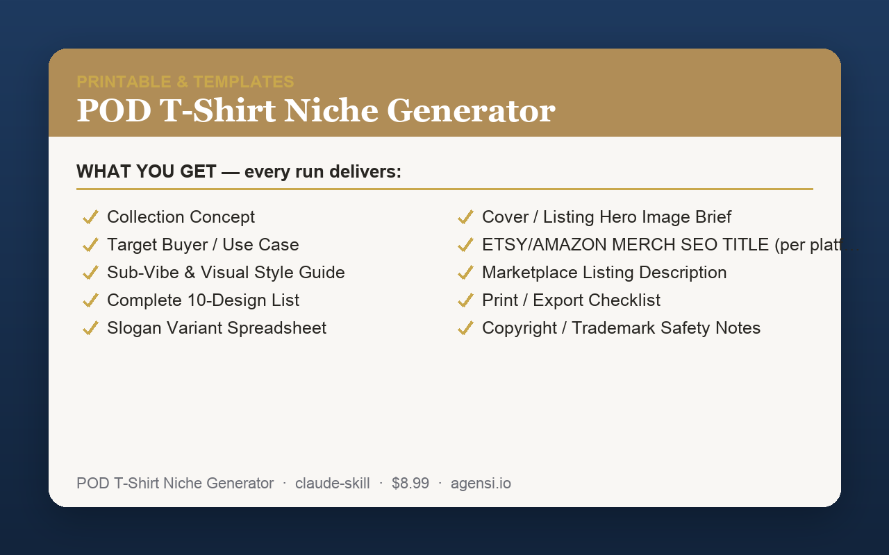 POD T-Shirt Niche Generator preview