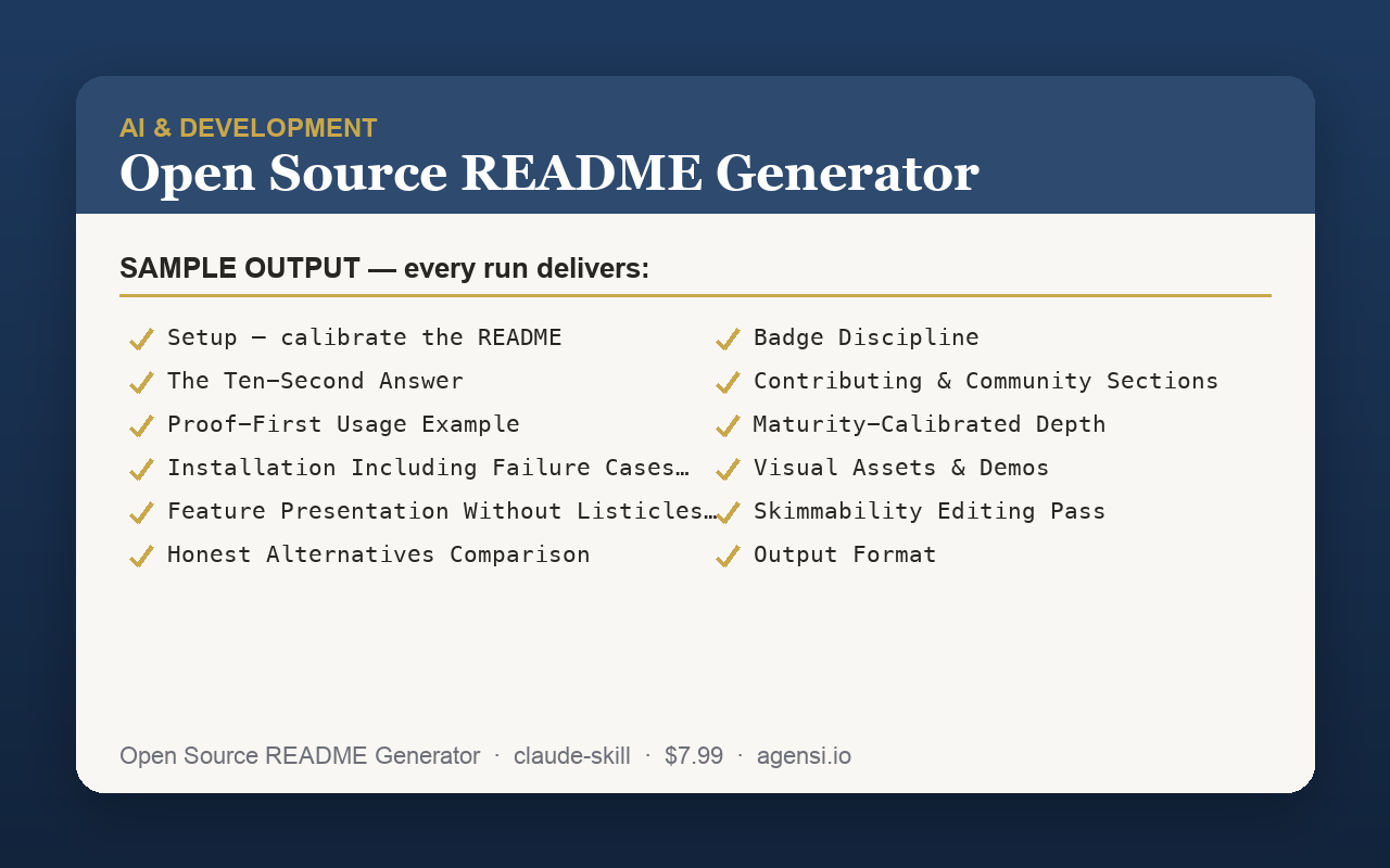 Open Source README Generator preview