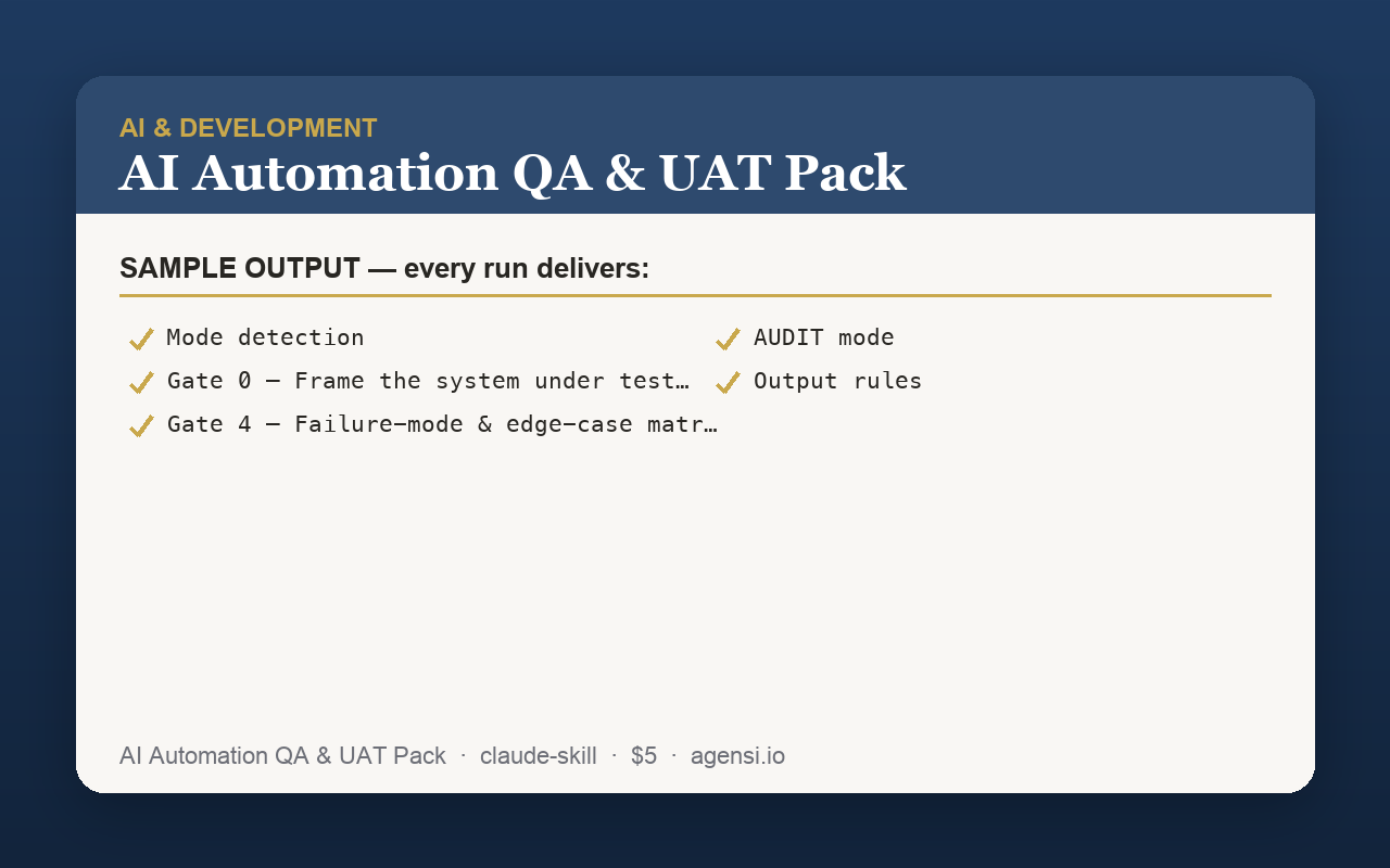 AI Automation QA & UAT Pack preview
