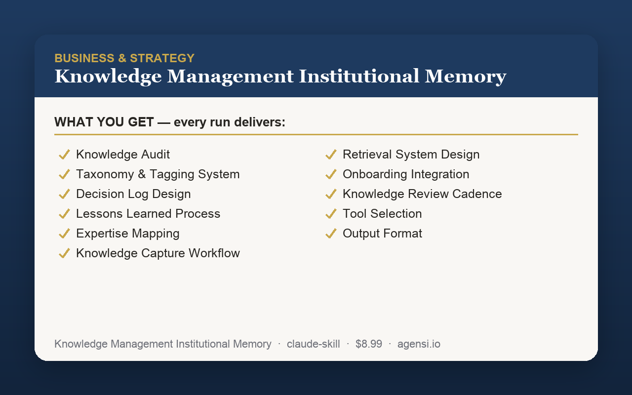 Knowledge Management Institutional Memory preview