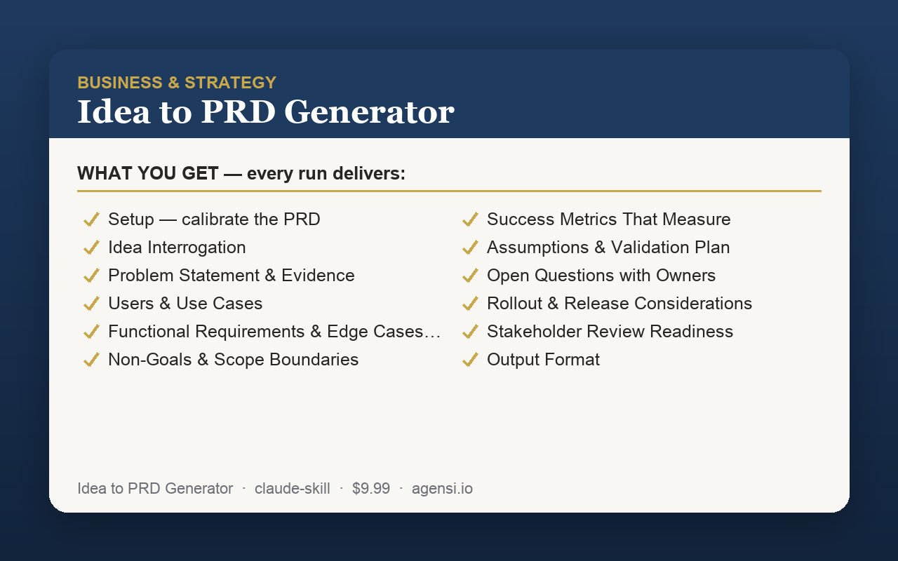 Idea to PRD Generator preview