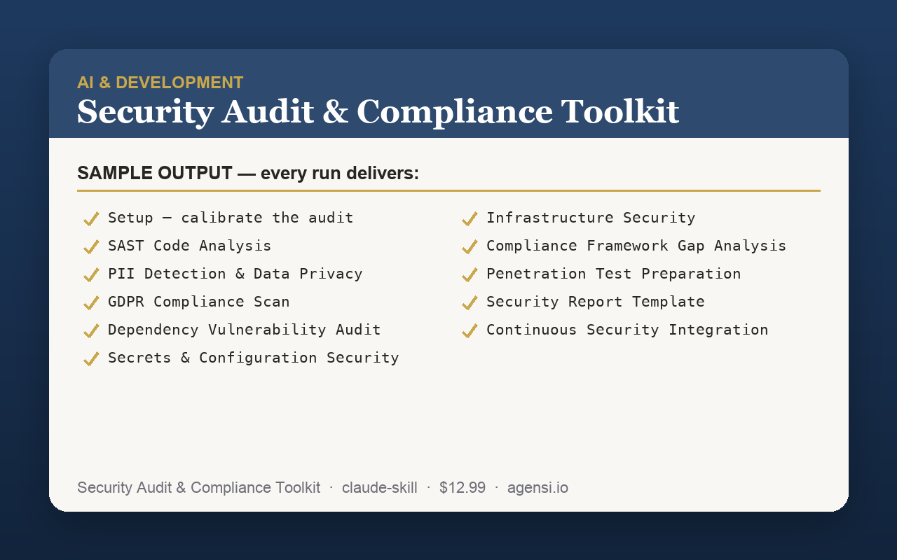 Security Audit & Compliance Toolkit preview