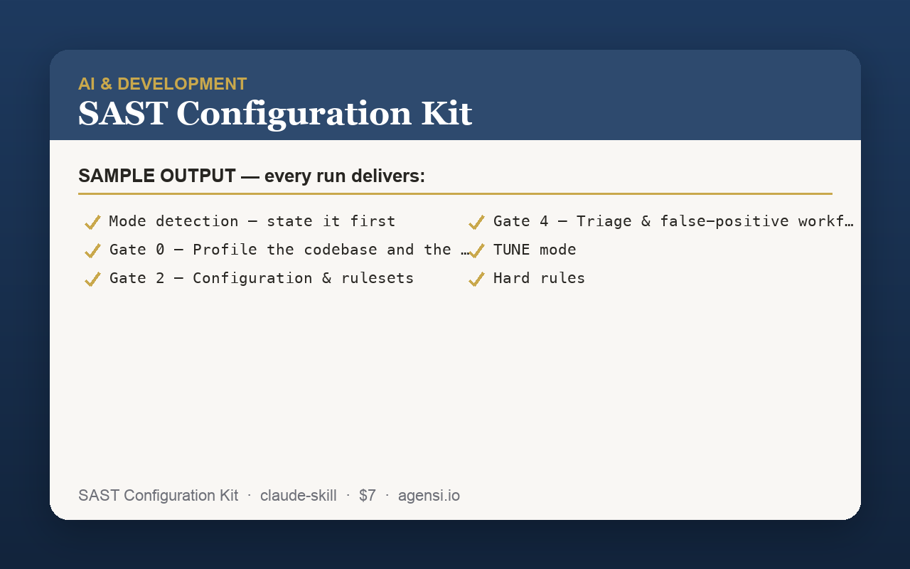 SAST Configuration Kit preview