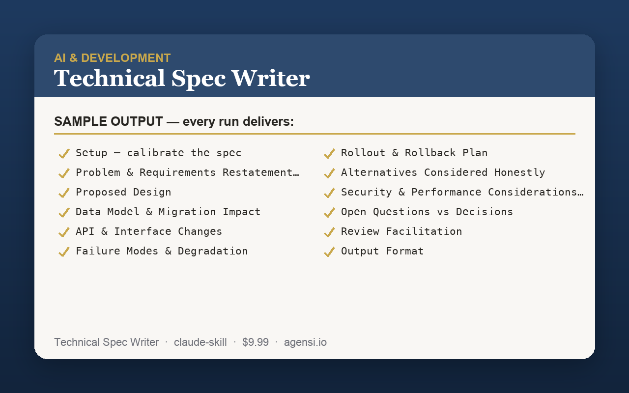 Technical Spec Writer preview
