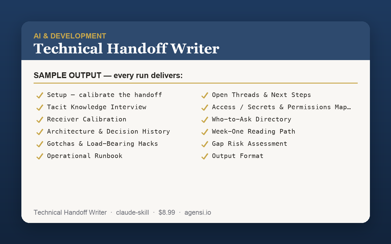 Technical Handoff Writer preview
