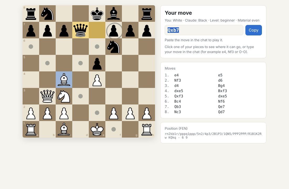 Chess vs Claude preview