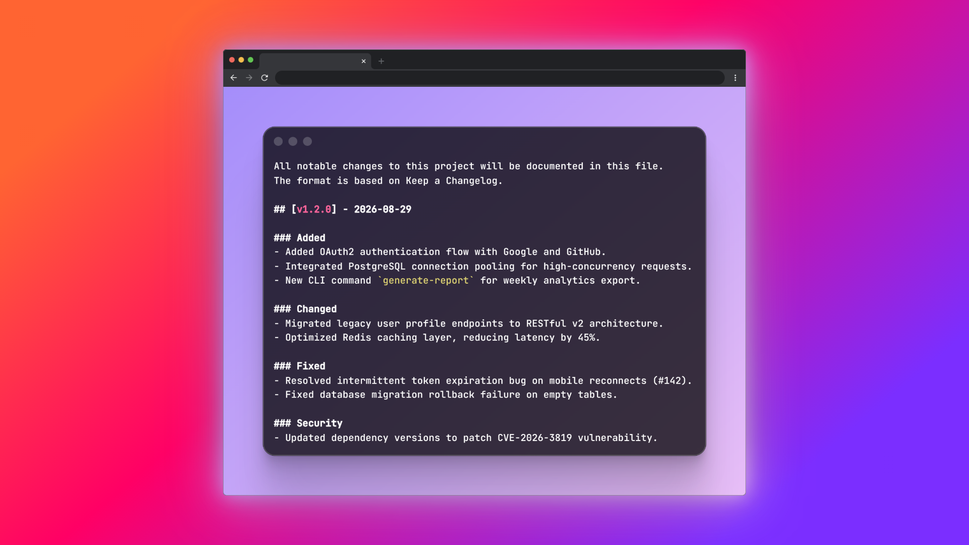auto-git-changelog screenshot 2