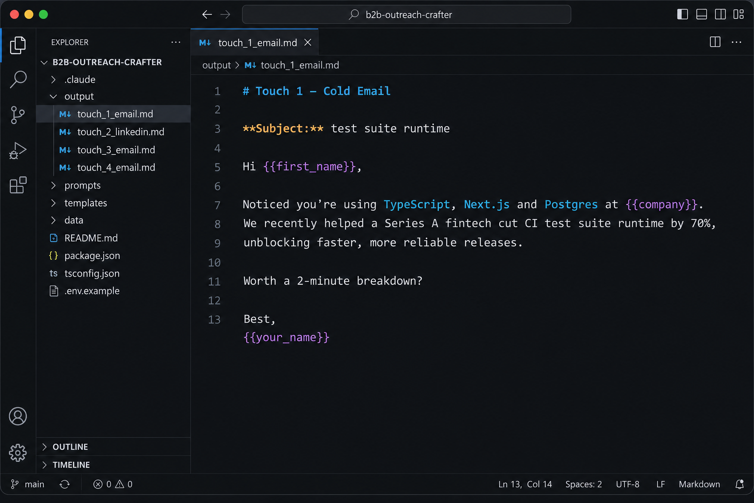 B2b Outreach Crafter preview