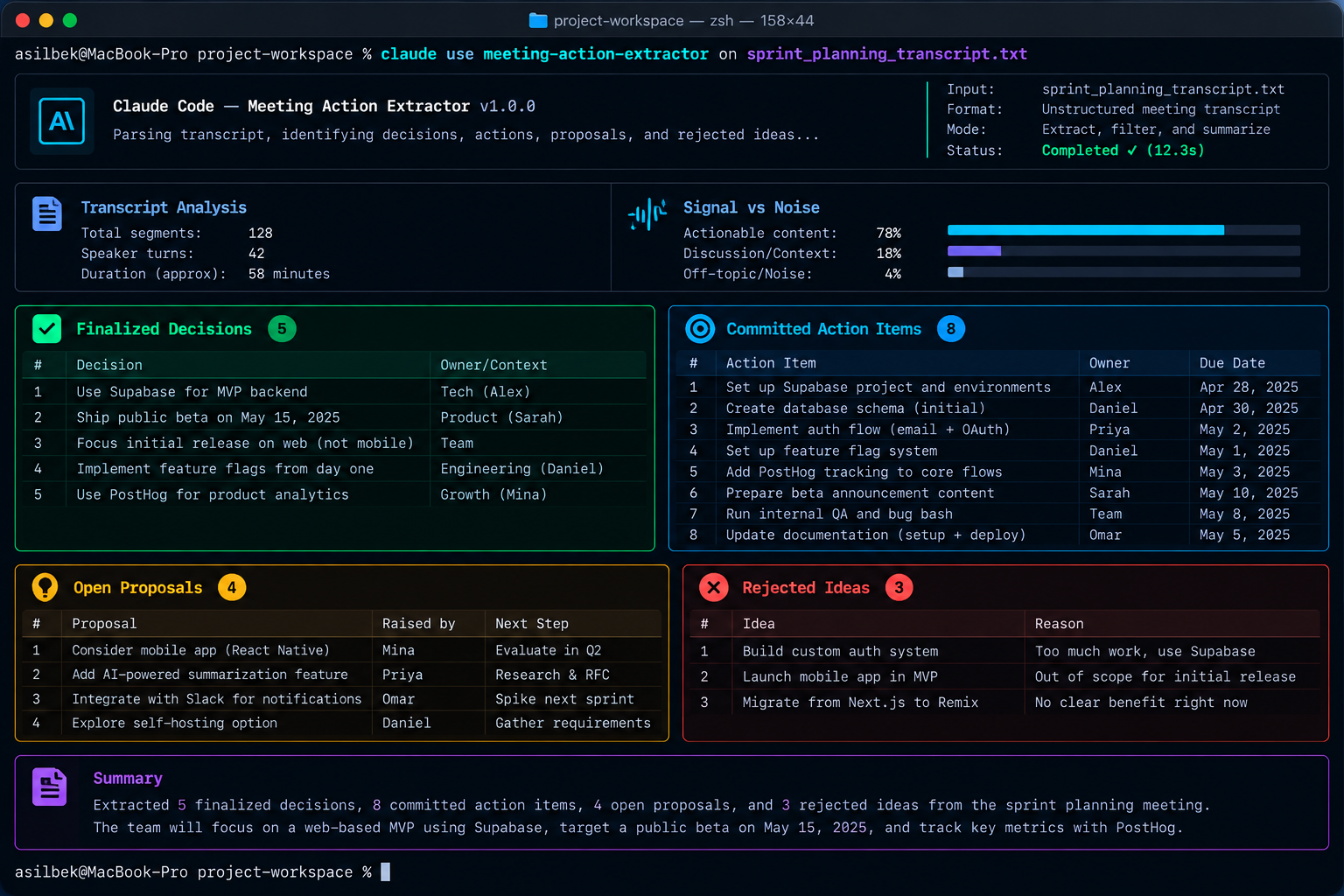 Meeting Action Extractor preview