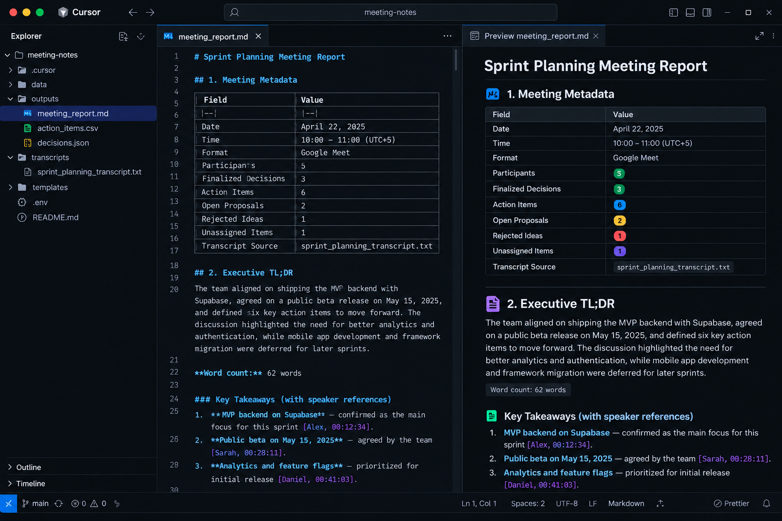 meeting-action-extractor screenshot 2