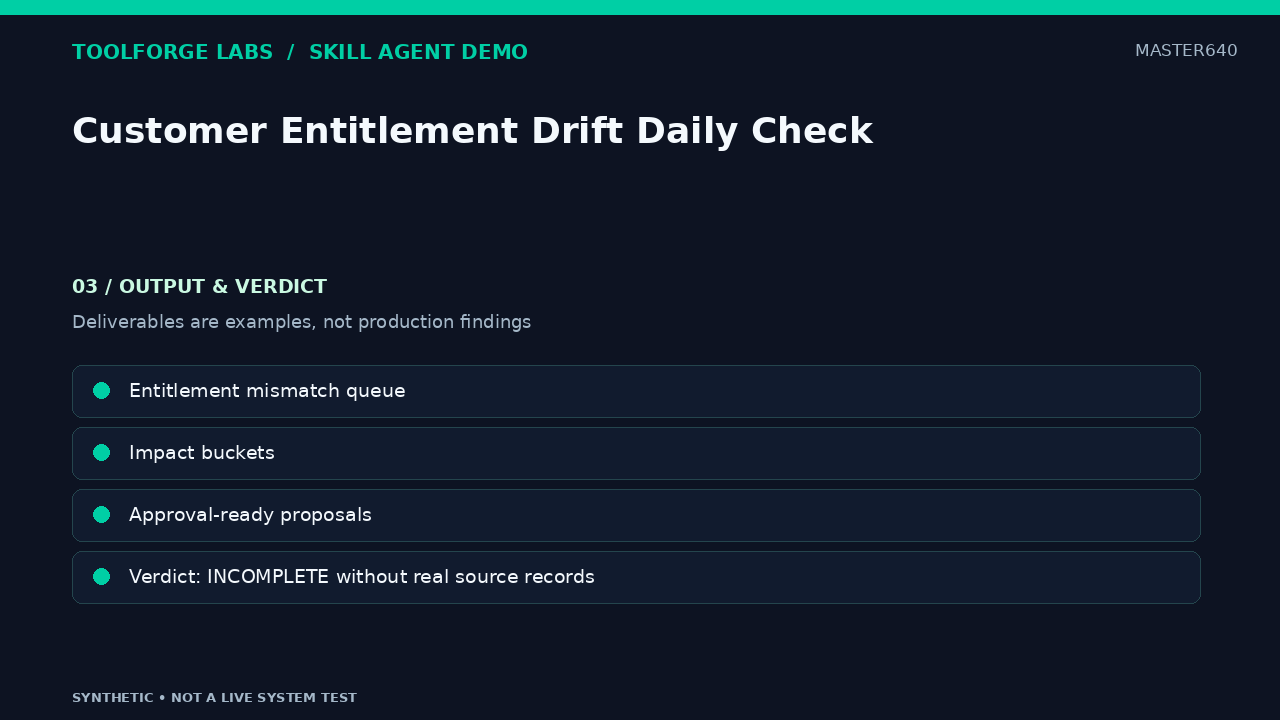 Customer Entitlement Drift Daily Check screenshot 3