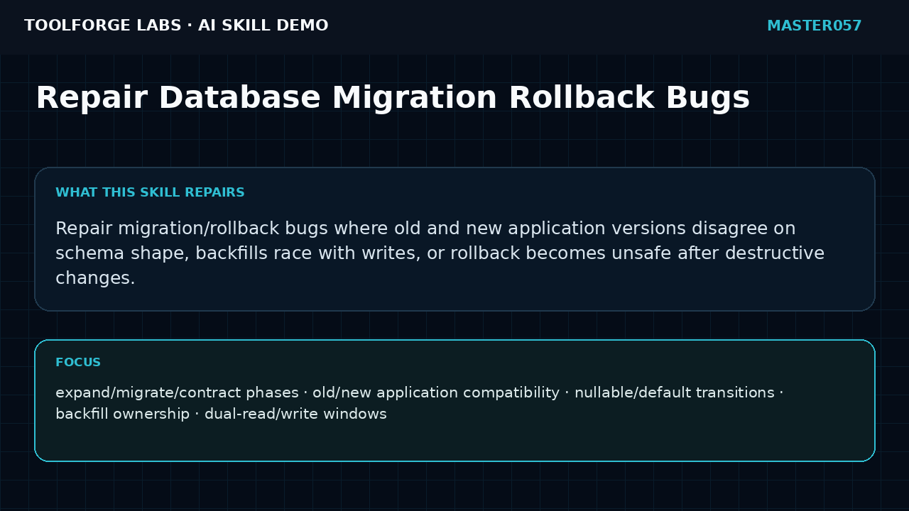 Repair Database Migration Rollback Bugs screenshot 1