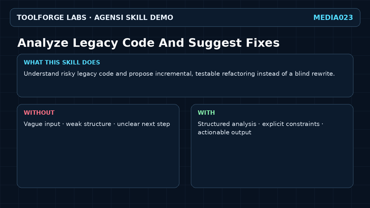 Analyze Legacy Code And Suggest Fixes screenshot 1