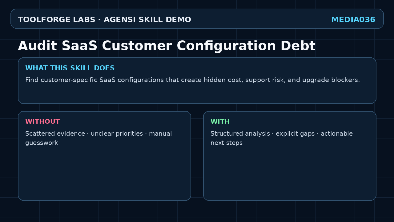 Audit SaaS Customer Configuration Debt screenshot 1