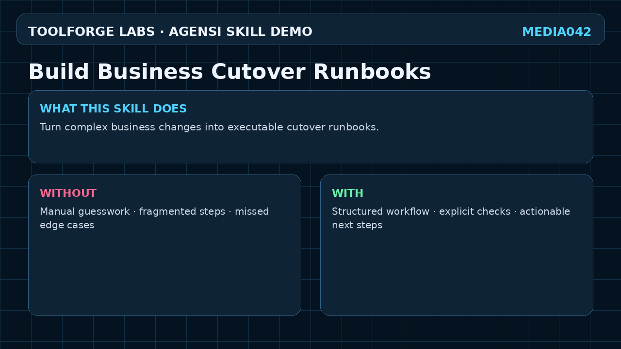 Build Business Cutover Runbooks screenshot 1