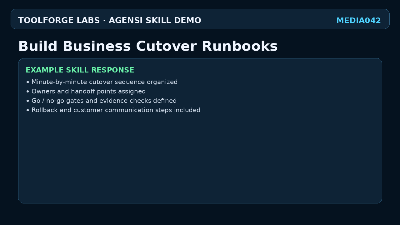Build Business Cutover Runbooks screenshot 3