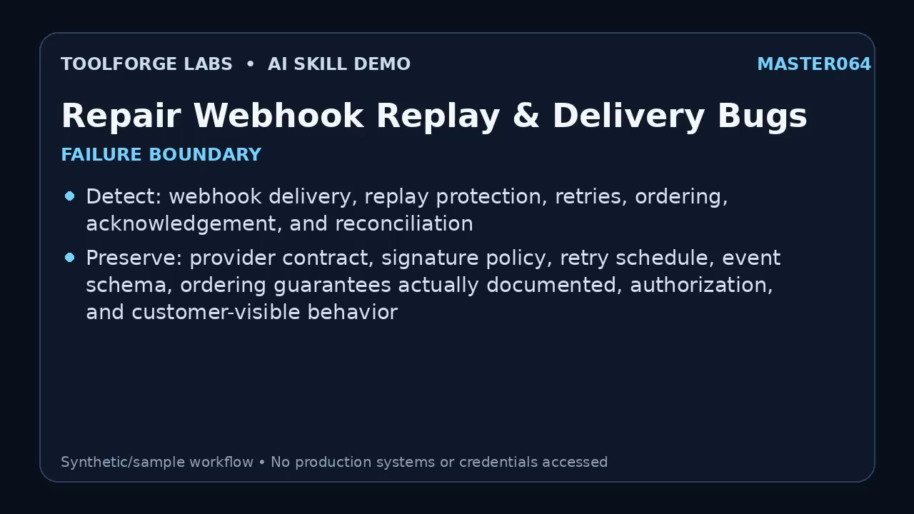 Repair Webhook Replay & Delivery Bugs screenshot 1