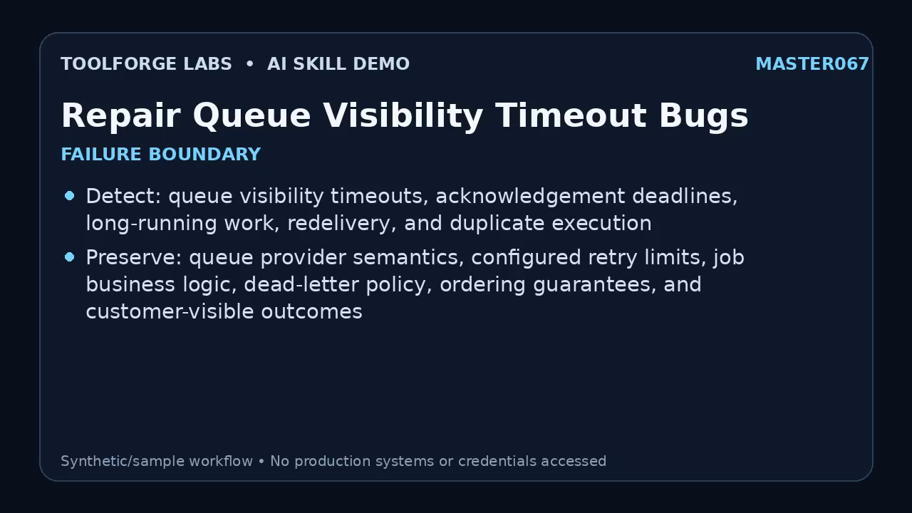 Repair Queue Visibility Timeout Bugs screenshot 1
