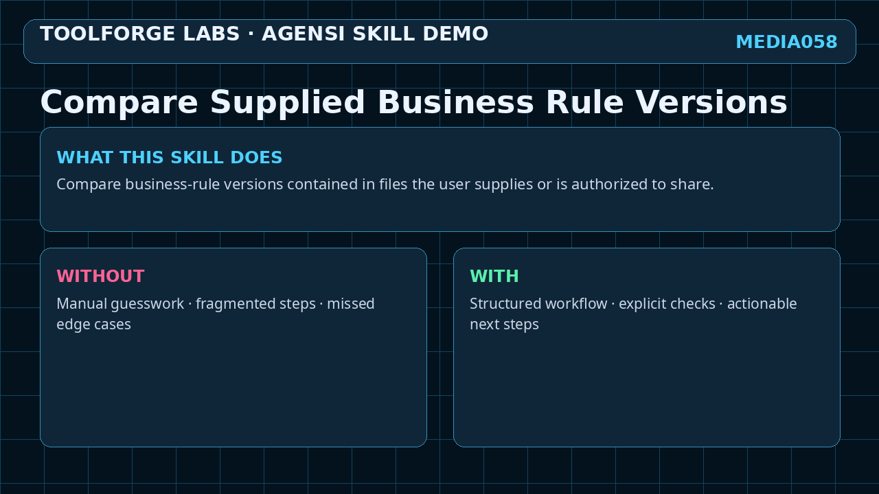 Compare Supplied Business Rule Versions screenshot 1