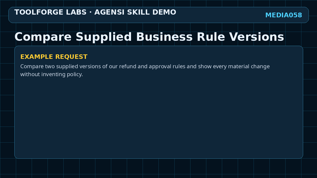 Compare Supplied Business Rule Versions screenshot 2
