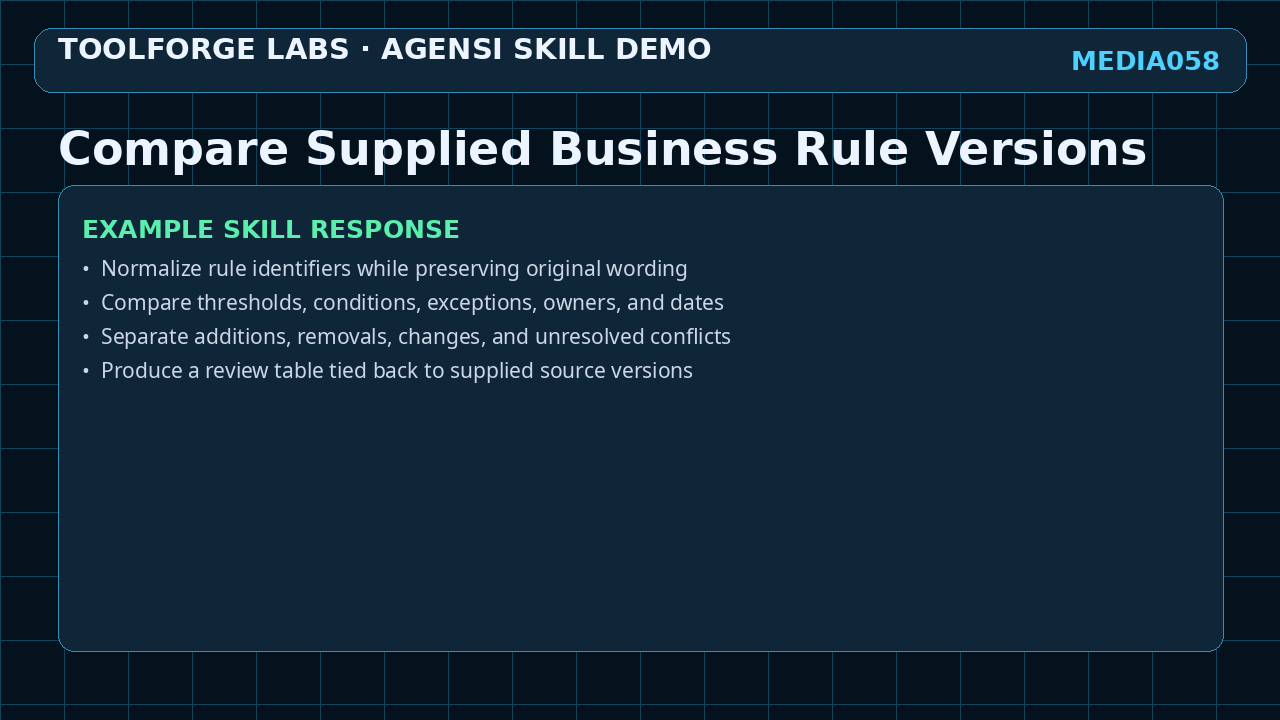 Compare Supplied Business Rule Versions screenshot 3