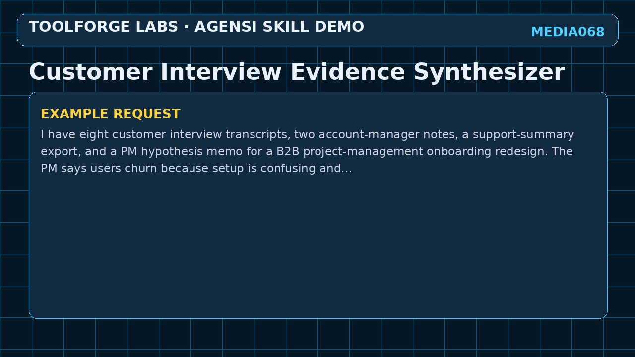 Customer Interview Evidence Synthesizer screenshot 2