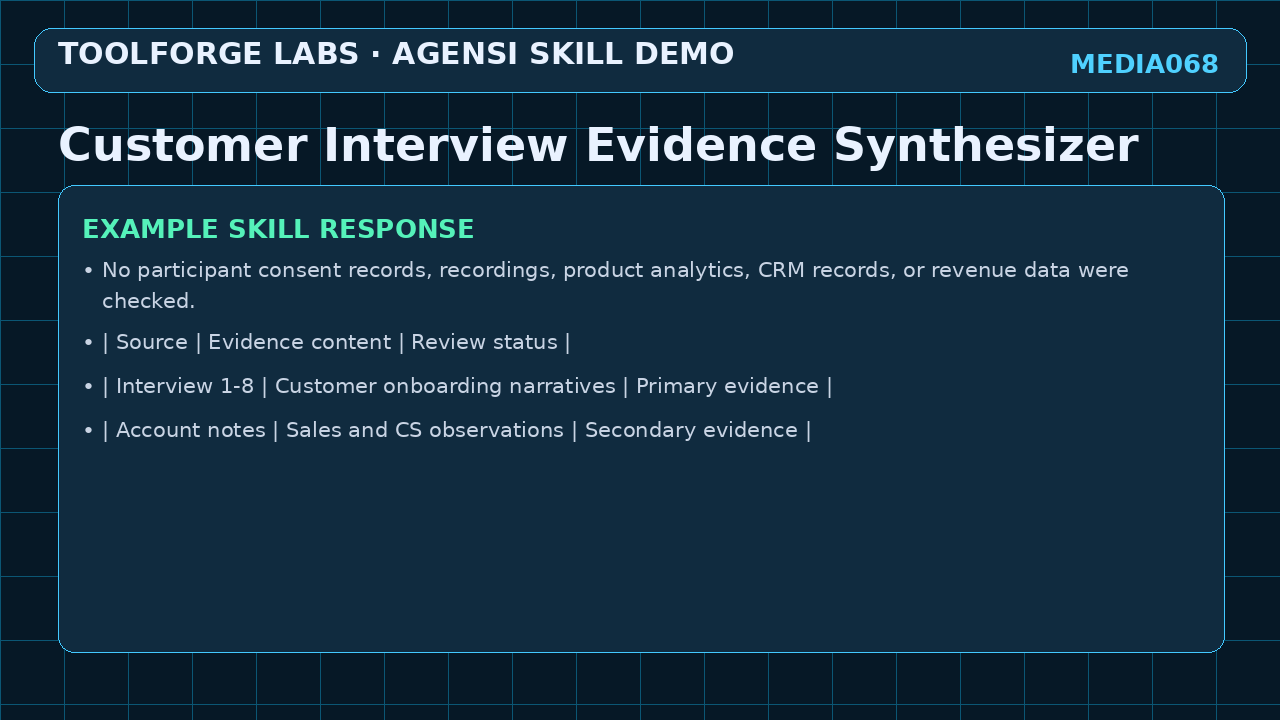Customer Interview Evidence Synthesizer screenshot 3