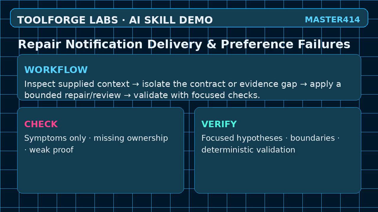Repair Notification Delivery & Preference Failures screenshot 2