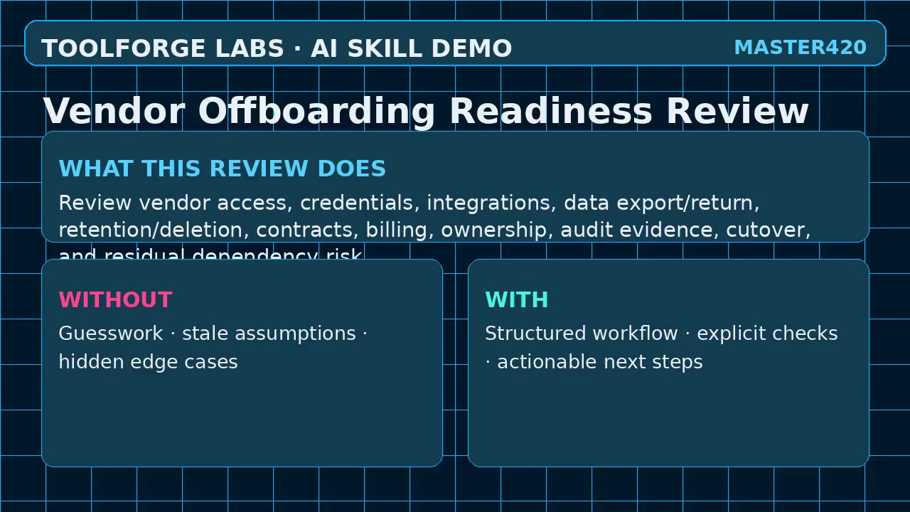 Vendor Offboarding Readiness Review screenshot 1