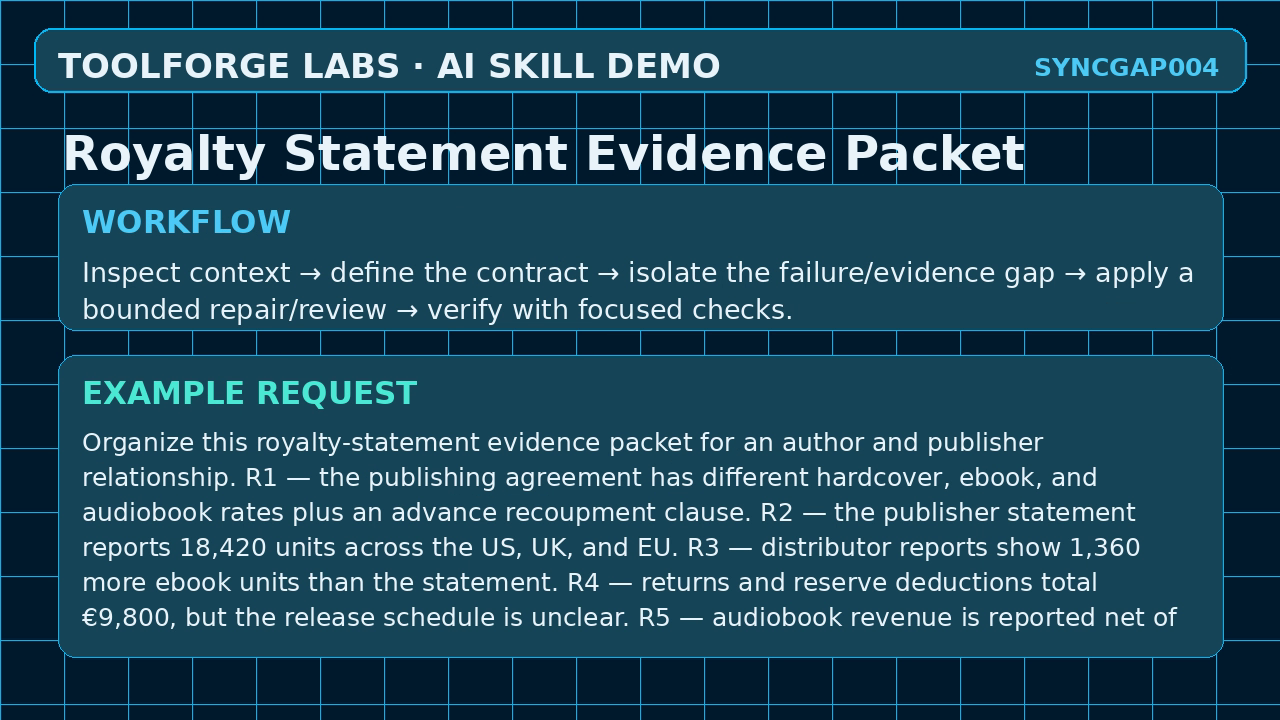 Royalty Statement Evidence Packet screenshot 2