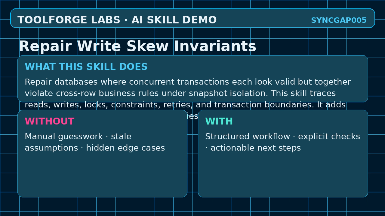 Repair Write Skew Invariants screenshot 1