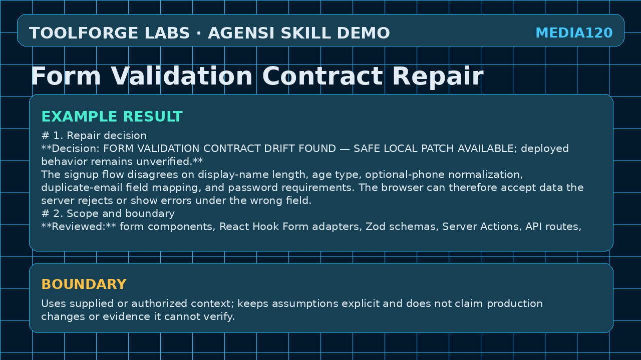 Form Validation Contract Repair screenshot 3